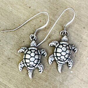 Sterling Silver Water Turtle Pierced Earrings